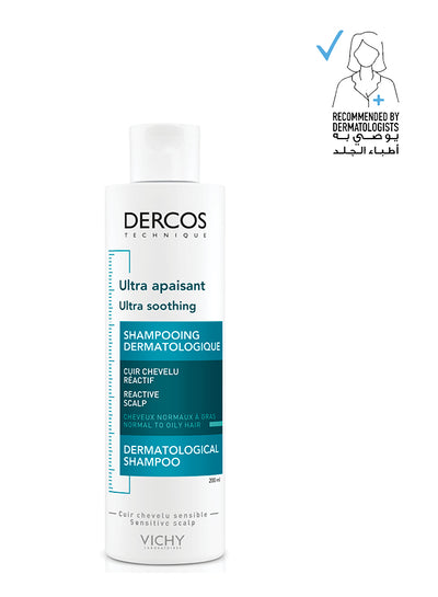 Vichy, Dercos, Ultra Soothing Sulfate-Free Shampoo for Normal to Oily Hair, 200ml