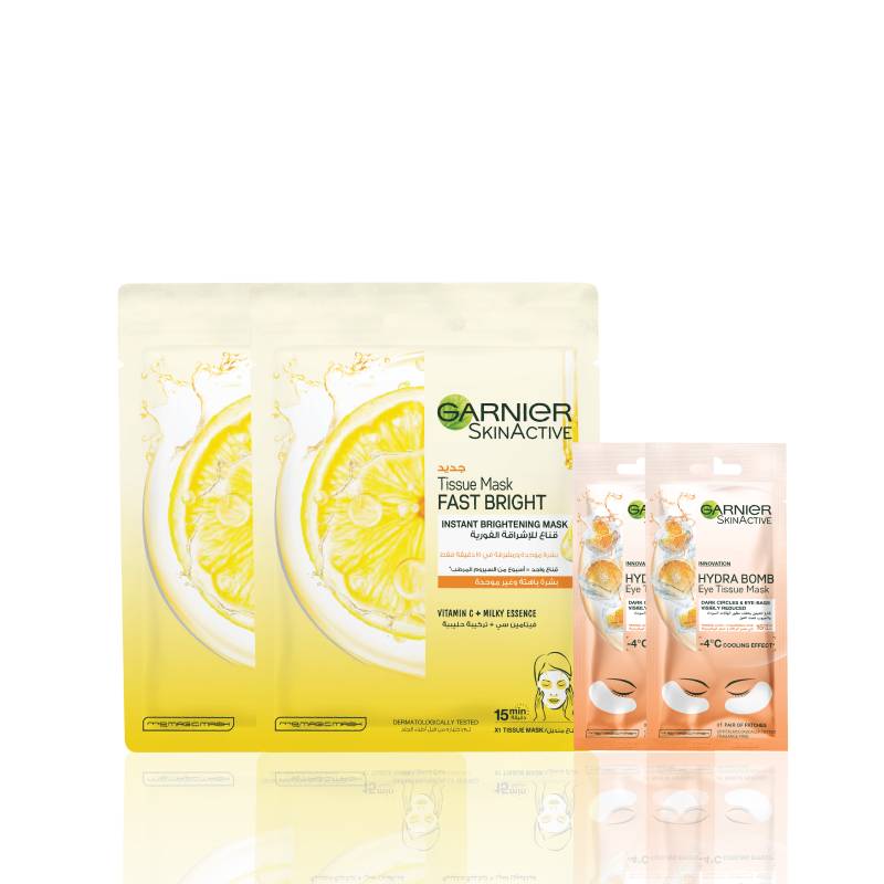 Fast Bright Tissue Mask For uneven & Dull Skin + Hydra Bomb Eye Tissue Mask Bundle