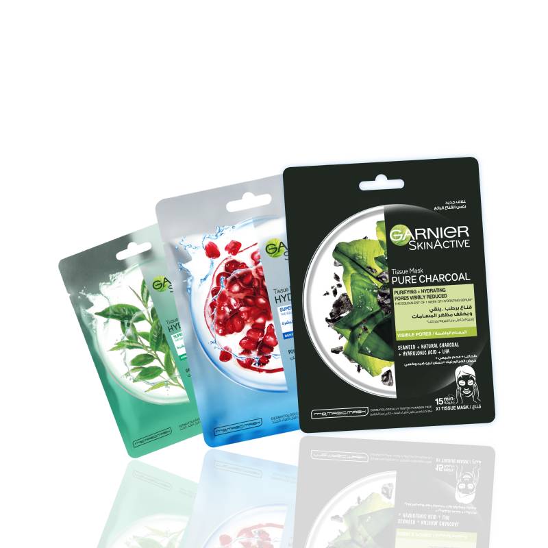 Pure Charcoal + Green Tea + Pomegranate Tissue Masks Bundle