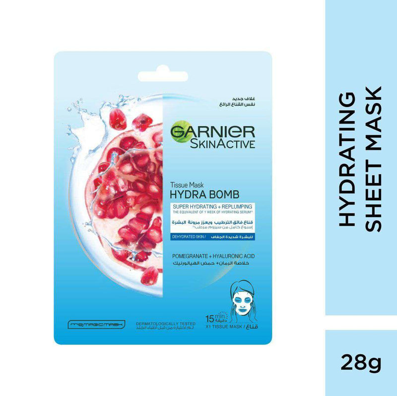 Garnier Tissue Mask - Hydra Bomb / Pomegranate + Hyaluronic Acid / Normal & Dry Skin