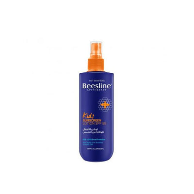 Blue HDPE bottle "Kids Sunscreen LOTION SPF50   100MLلوشن للاطفال للوقاية من الشمس